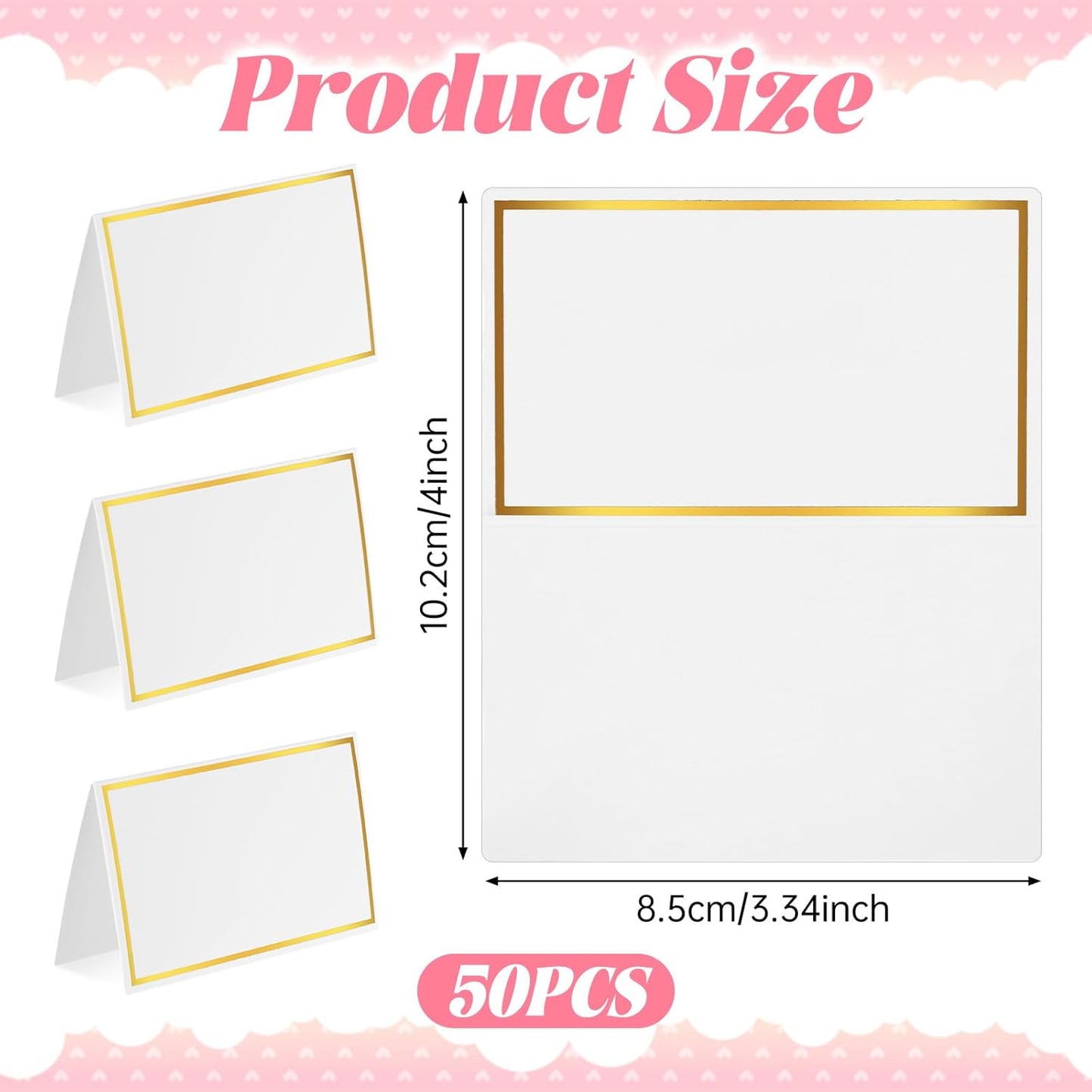 cobee 50Pcs Table Name Cards, Place Card for Table Setting, Place Cards with Gold Foil Food Labels for Party Buffet, Wedding Places for Weddings, Banquets Dinner Parties