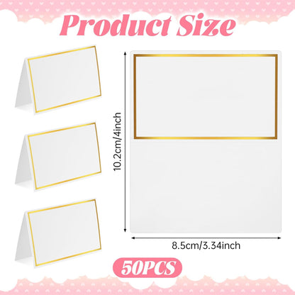 cobee 50Pcs Table Name Cards, Place Card for Table Setting, Place Cards with Gold Foil Food Labels for Party Buffet, Wedding Places for Weddings, Banquets Dinner Parties