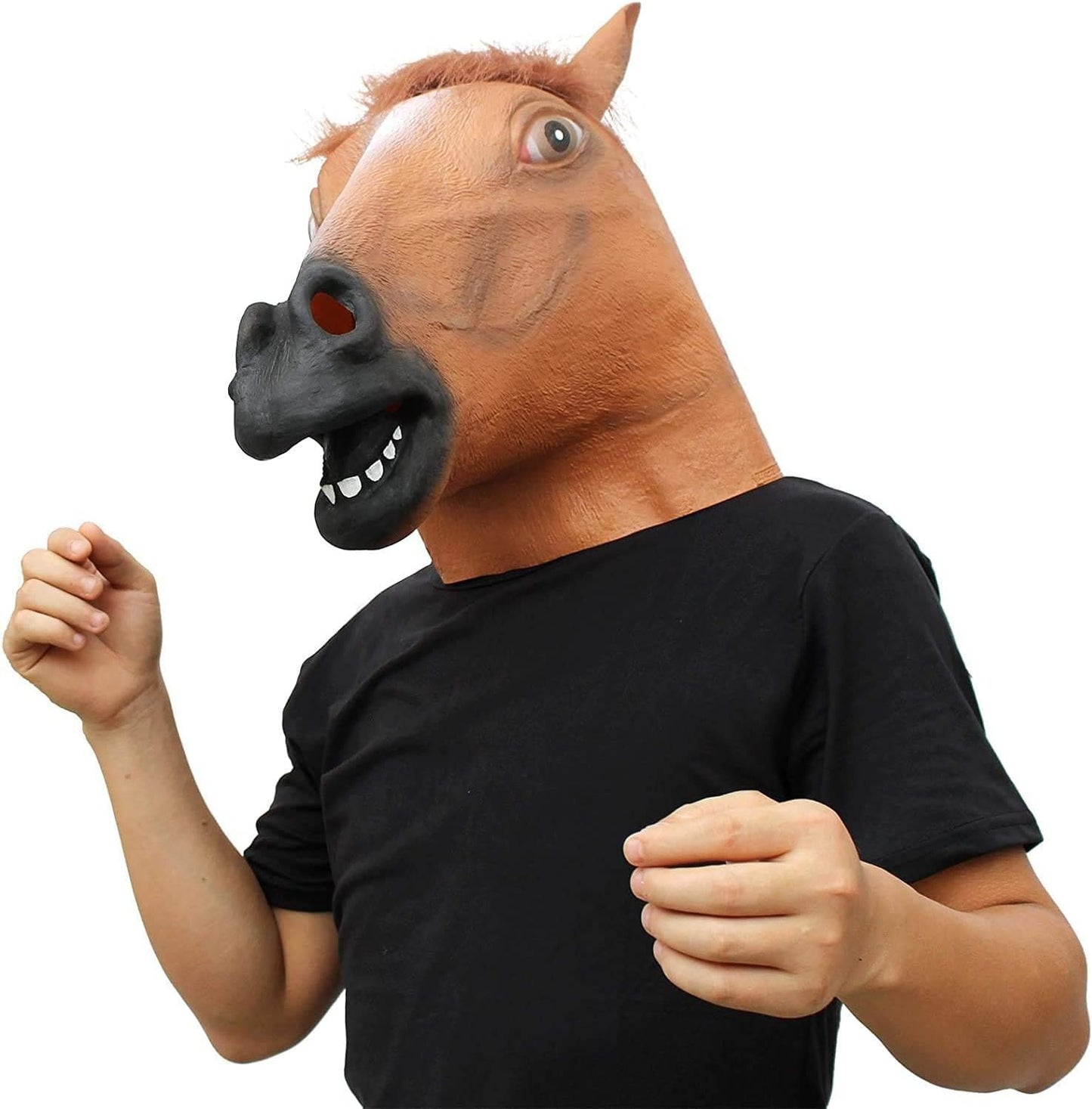 CreepyParty Horse Head Mask - Animal Halloween Costume for Parties, Cosplay, Photo Booth Props, And Pranks - Funny Gag Gift for Adults, Brown