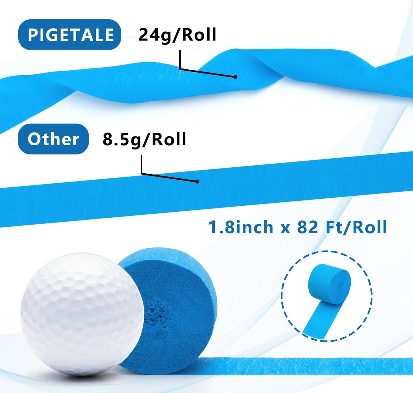 PIGETALE Crepe Paper Streamers 4 Rolls 328ft, Pack of Unique 3 Purple and White Party Streamer for Birthday Wedding Ceremony Baby Shower Party Decorations DIY Supplies Art Crafts (1.8Inch x 82Ft/Roll)