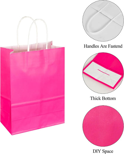 BLEWINDZ 32 Pieces Gift Bags with 32 Tissues, 8 Colors Party Favor Bags with Handles, Rainbow Gift Bag for Wedding, Birthday, Party Supplies and Gifts