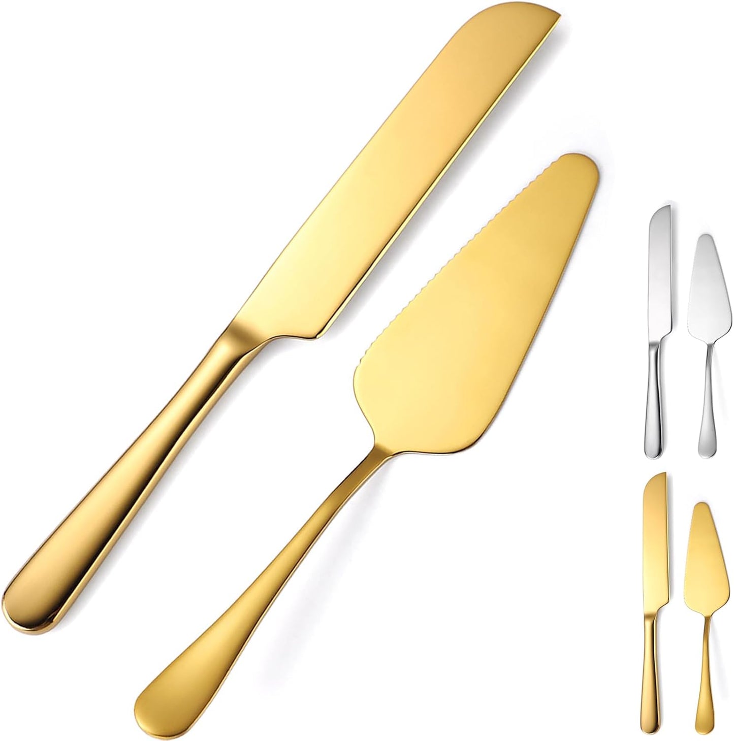 Wedding Cake Knife and Server Set, 2Pcs Stainless Steel Cake Cutting Set, Silver Cake Cutter and Cake Server for Wedding, Birthday, Party, Christmas