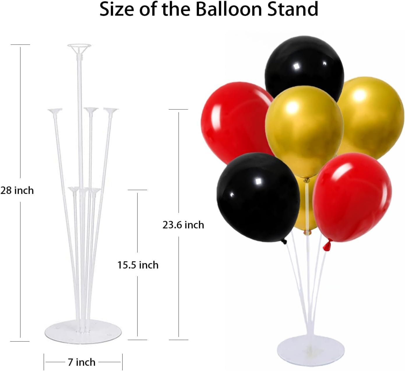 6 Set Balloon Stand Kit for Table Centerpieces With Balloon and Base Party Decorations for Birthday Wedding Retirement Graduation Baby Shower (Black Gold)