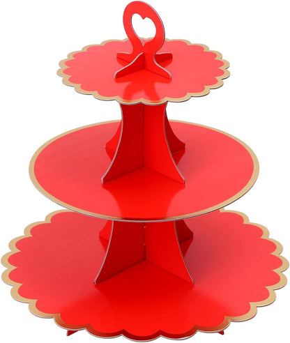 Soleebee 3-Tier Cupcake Stand, Cardboard Cupcake Tower, Cup Cake Stand Tower for Birthday Wedding Party Decoration, Cupcake Tier Stand Desserts Display 1 Set (Purple Gold)