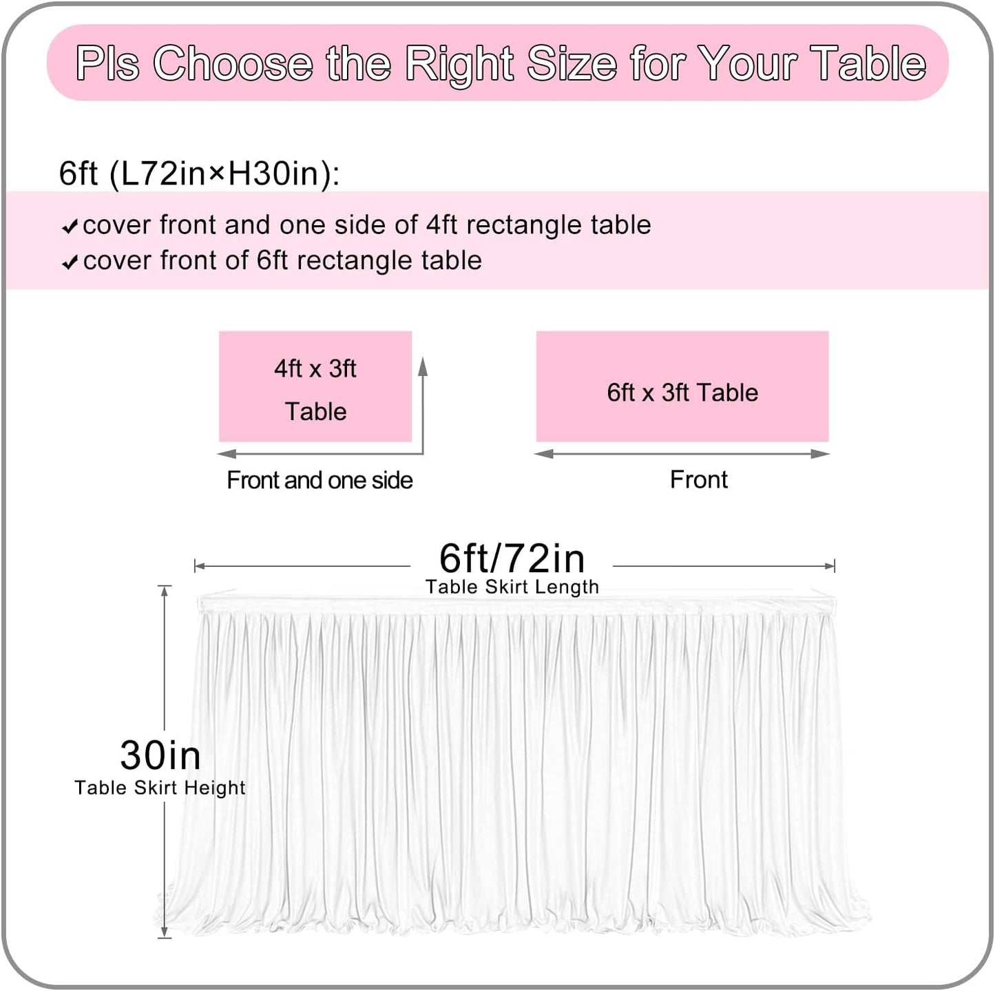 72inch Champagne Gold Tulle Table Skirts for Rectangle Round Tables, Gold Grim Ruffle Tulle Tutu Cloth Table Skirt 6ft for Wedding Birthday Party Cake Dessert Decor(No Top Cover)