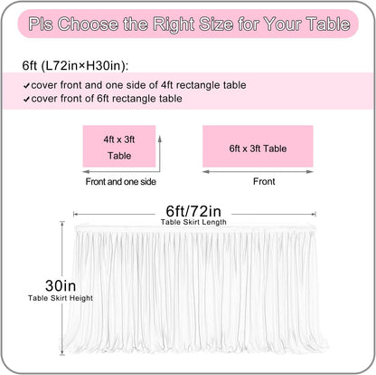 72inch Champagne Gold Tulle Table Skirts for Rectangle Round Tables, Gold Grim Ruffle Tulle Tutu Cloth Table Skirt 6ft for Wedding Birthday Party Cake Dessert Decor(No Top Cover)