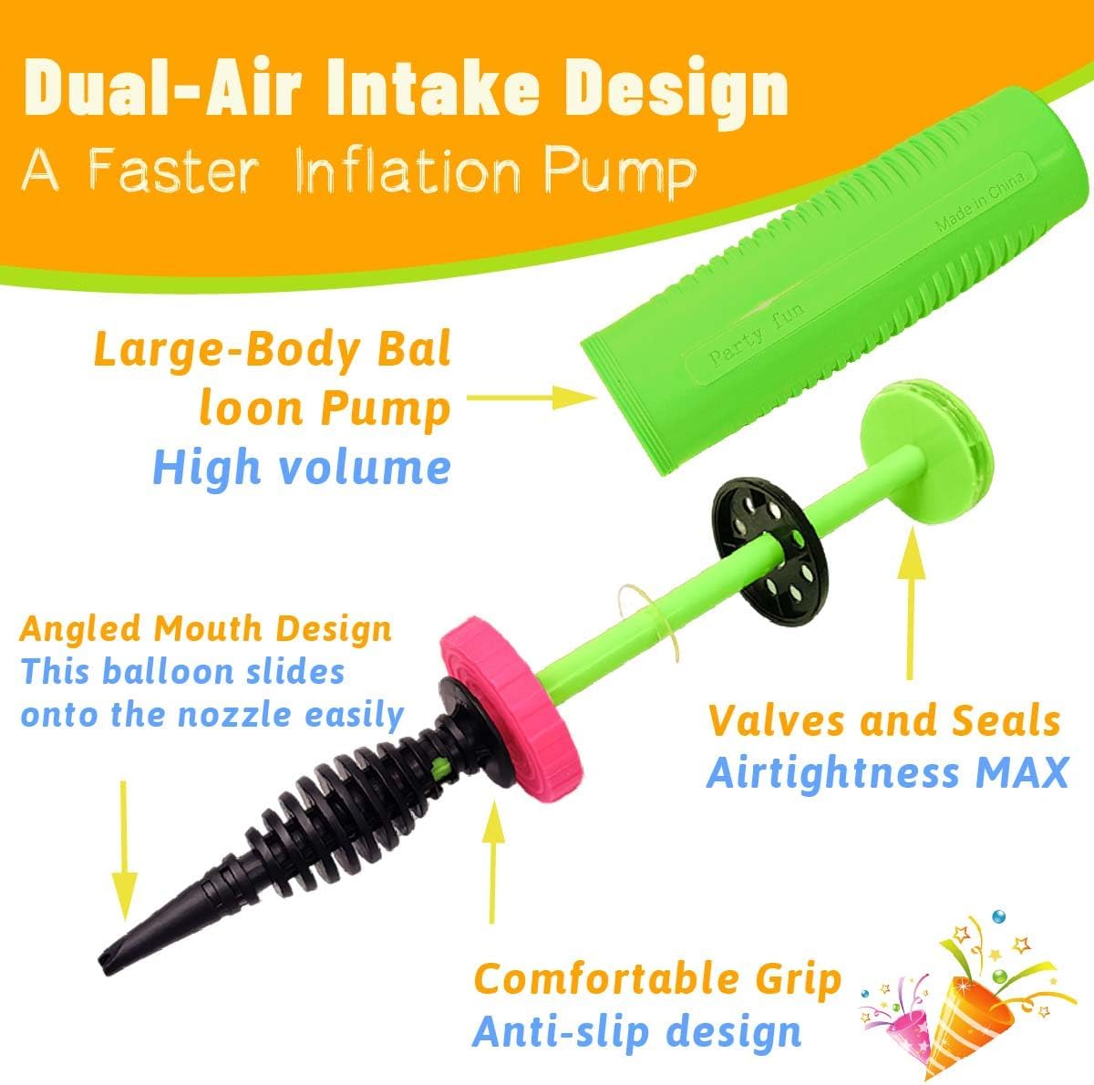 Balloon Pump Handheld Two-Way Dual Action,Double-Way Air Intake Portable Manual Inflator for Balloons,Swimming Rings, Inflatable Toys, Party Decorations