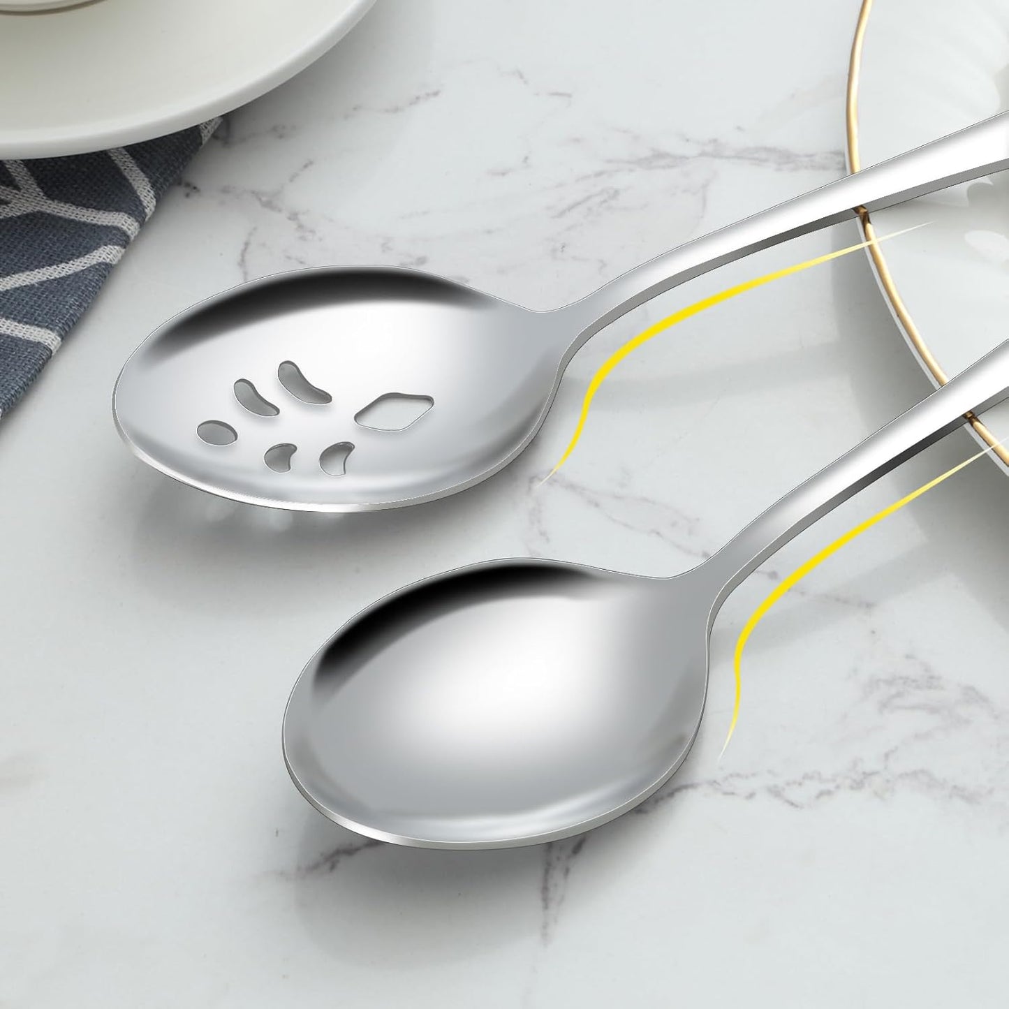 BEWOS Serving Utensils, 20-Piece Large Serving set, Serving Spoons, Slotted Spoons, Serving Tongs & Forks, Cake Server, Butter Knife, Stainless Steel Serving Utensils Set for Parties, Dishwasher Safe