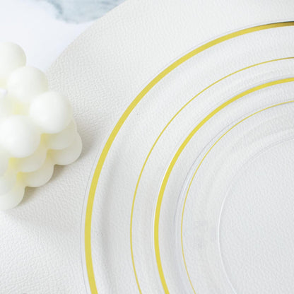 I00000 102 Pieces Gold Plastic Plates, Disposable Party Plates White Gold Rim, 51 Disposable Gold Dinner Plates 10.25 Inch and 51 Disposable Dessert Appetizer Elegant Fancy Wedding Plates 7.5 Inch