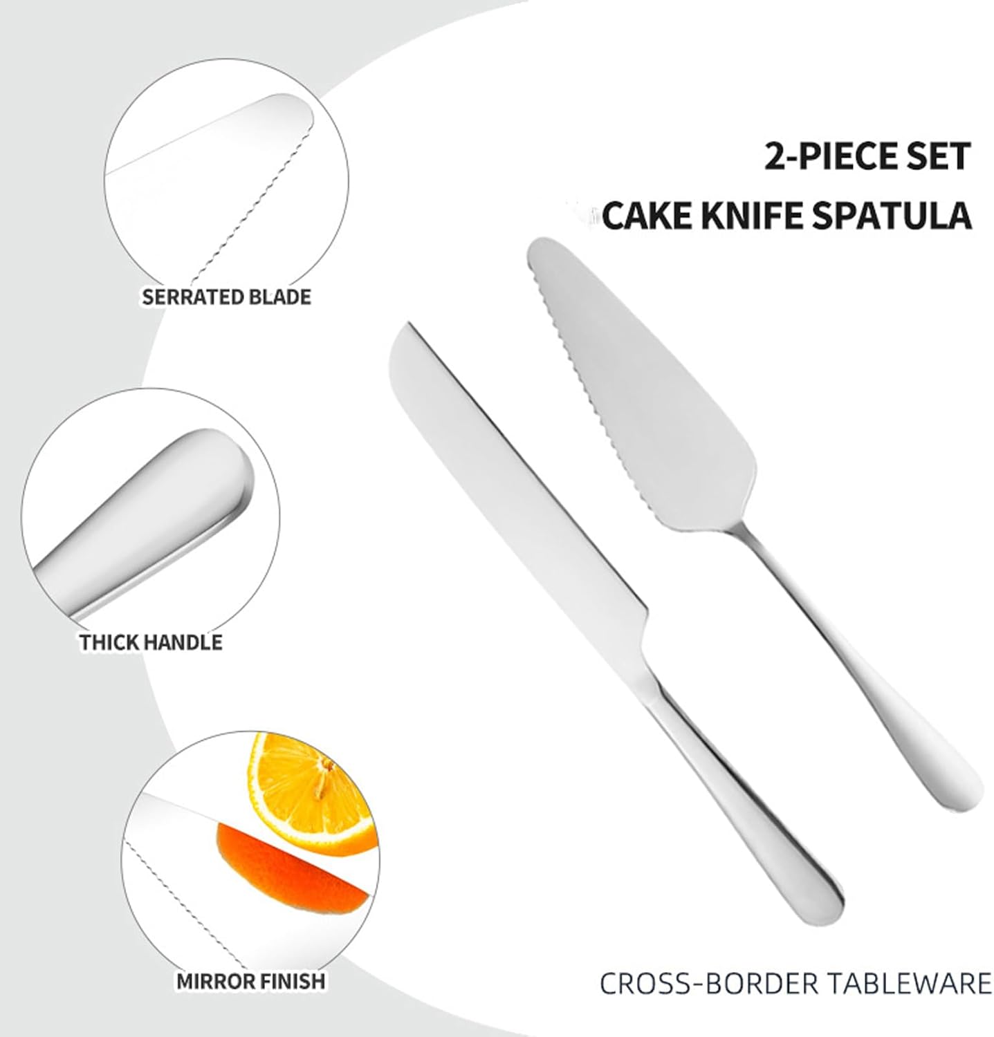 Wedding Cake Knife and Server Set, 2Pcs Stainless Steel Cake Cutting Set, Silver Cake Cutter and Cake Server for Wedding, Birthday, Party, Christmas
