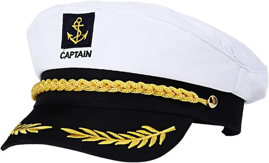 Adult Yacht Captain Hat White Sailor Hat for Women Men Yacht Boat Sailor Captain Cap Marine Admiral Costume Party Cosplay Accessory