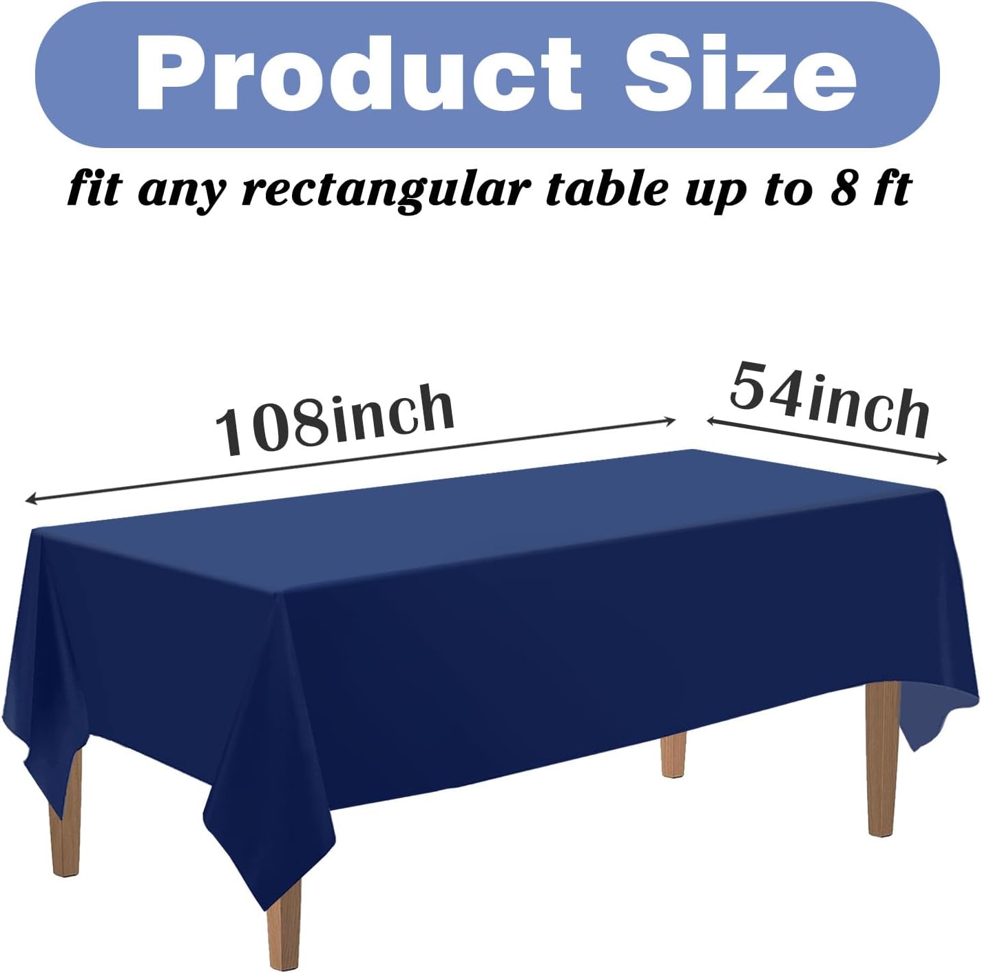 Kopokita 2PCS Black Plastic Tablecloths 54 x 108 Inch, Disposable Table Cloths Rectangle Party Table Covers
