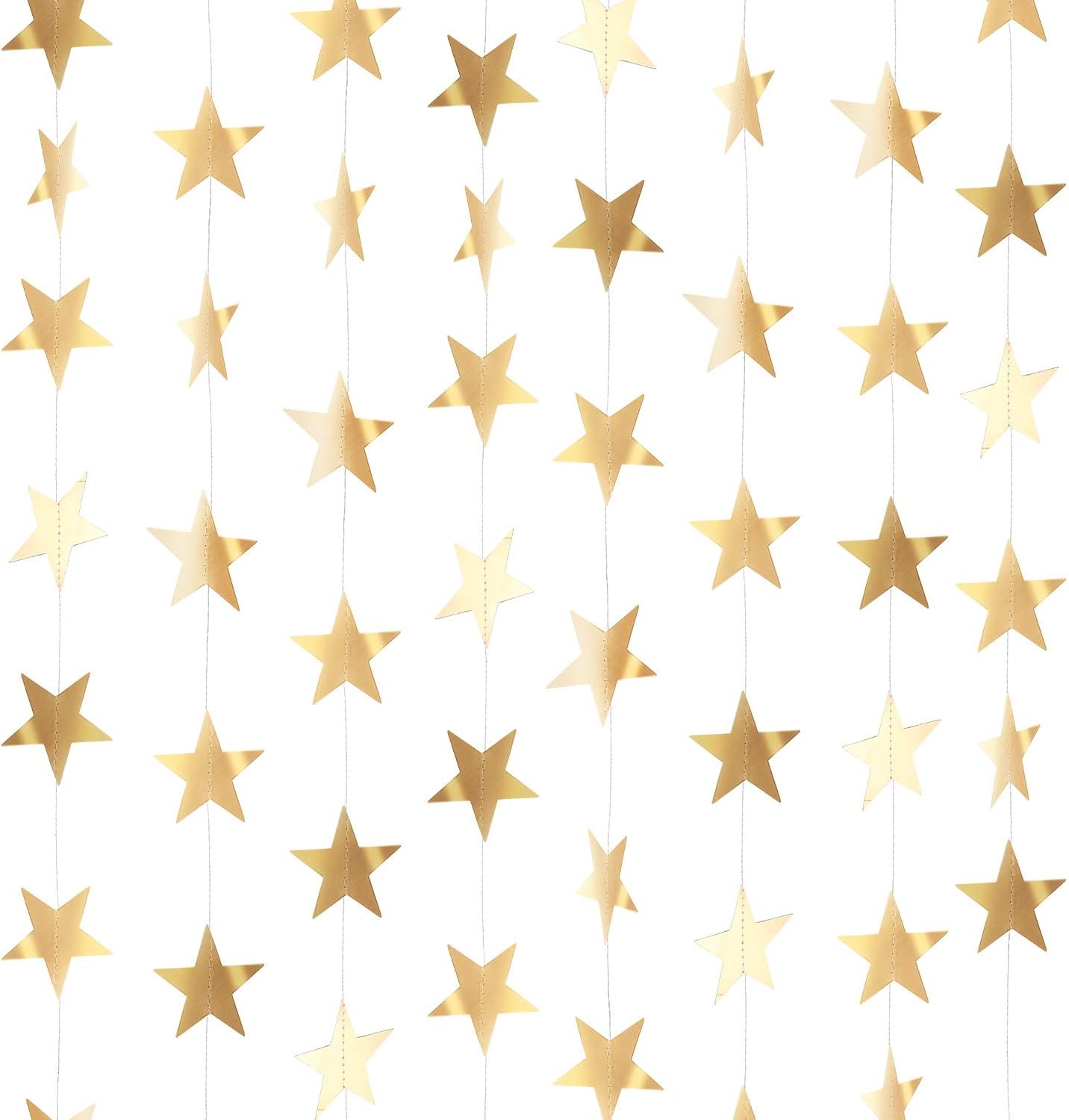 Patelai Glitter Star Garland Banner 2026 Graduation Decor 130 Feet Star Hanging Banner Twinkle Backdrop for Party Birthday Classroom Wedding Supplies(Gold)