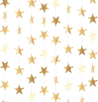 Patelai Glitter Star Garland Banner 2026 Graduation Decor 130 Feet Star Hanging Banner Twinkle Backdrop for Party Birthday Classroom Wedding Supplies(Gold)