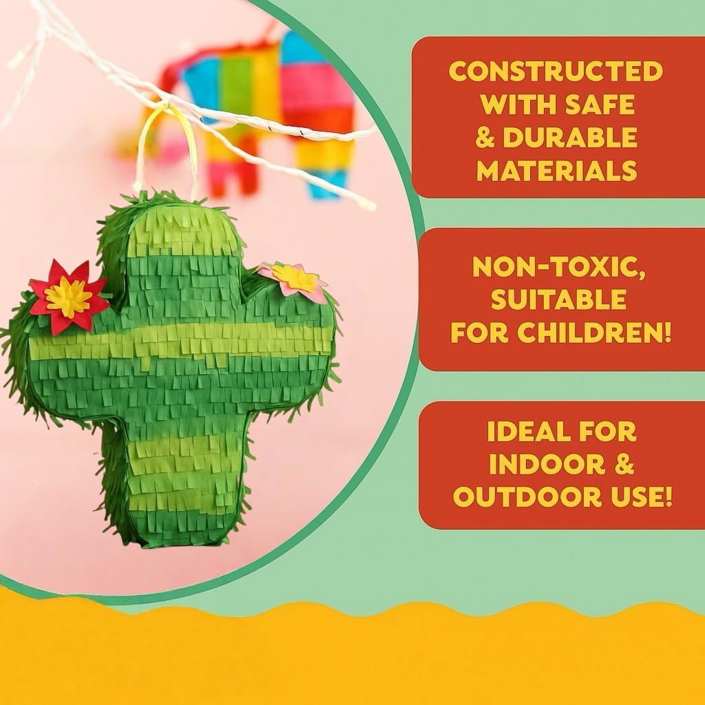 GIFTEXPRESS 6-Pack 6" Mini Cactus Pinatas, Pinatas for Cinco De Mayo, Fiestas, Taco, Llama Birthday, Carnival, Classroom & Table Centerpiece Party Favor and Decoration