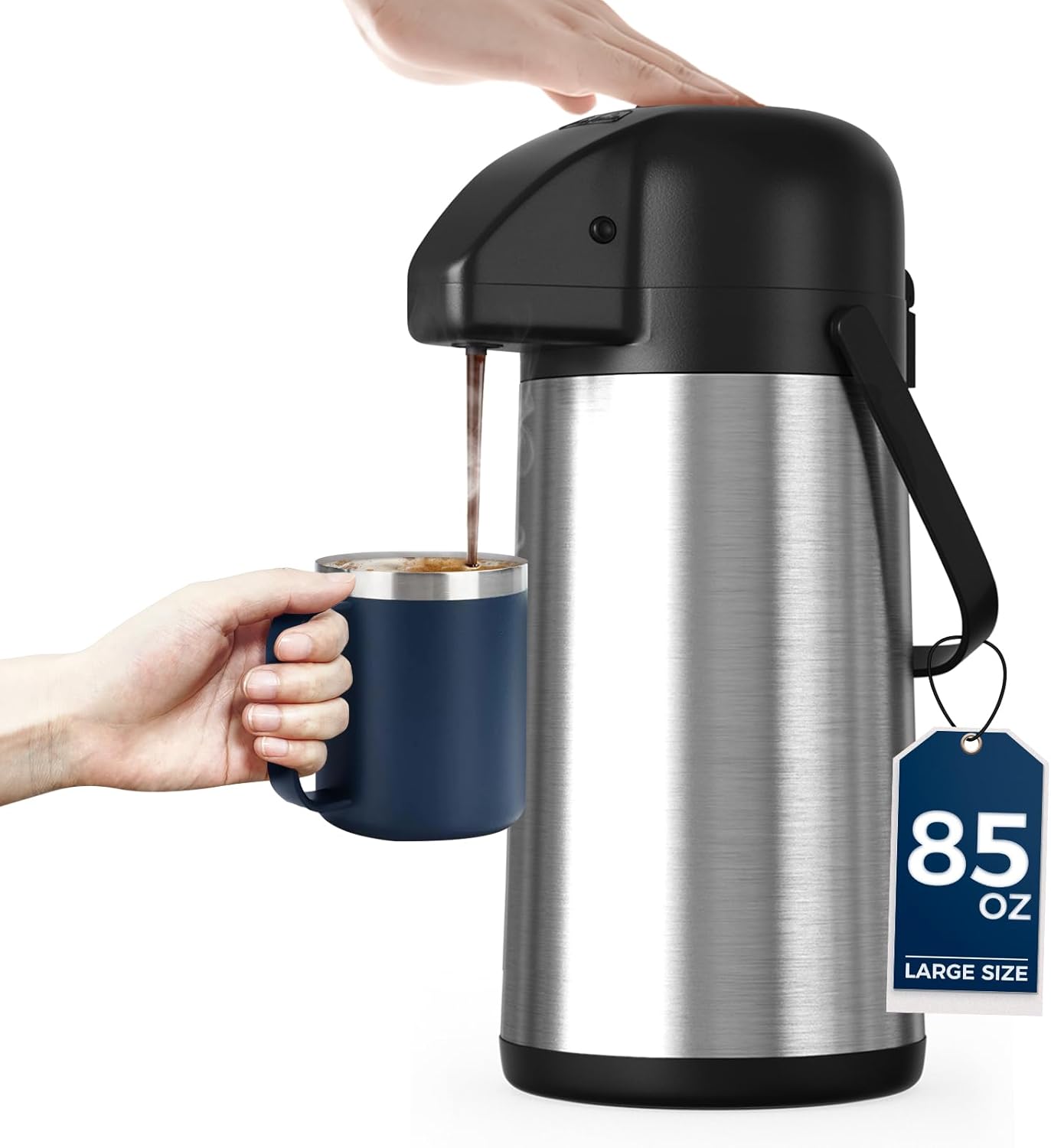 Coffee Carafe for Keeping Hot - Gezoss 102OZ / 3L Airpot Coffee Dispenser with Pump - Large Coffee Carafe for Hot Drinks Tea Liquid - Insulated Stainless Steel Hot Water Beverage Urn for Parties