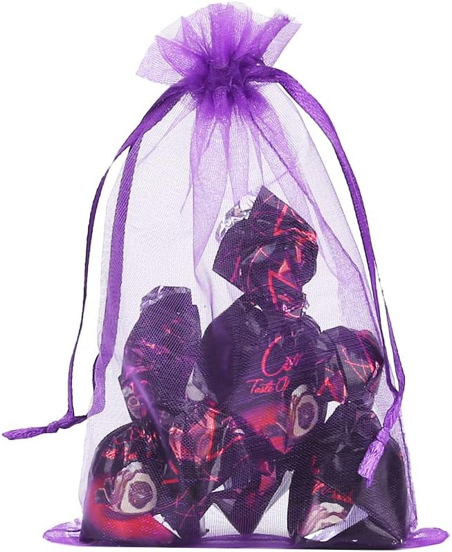 HRX Package 100pcs White Organza Bags, 4x6 inch Mesh Bags Drawstring Gift Bags Jewelry Pouches for Candy Wedding Favors Christmas