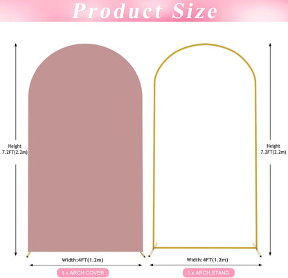 Wokceer 7.2 FT Wedding Arch Backdrop Stand and White Arch Cover, Metal Arch Stand with Arch Stand Cover for Birthday Party Wedding Ceremony Bridal Baby Shower Event Decor
