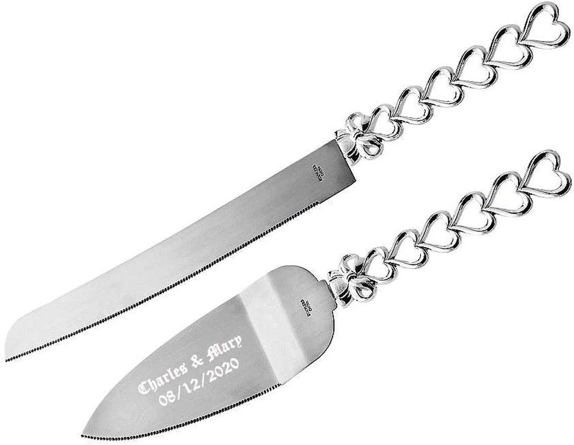 GIFTS INFINITY Personalized Wedding Cake Knife and Server Set with Engraving – Cake Cutting Utensil Set, Keepsake Gift for Wedding, Anniversary, Reception, Birthday & Other Occasions (CH-101WB)