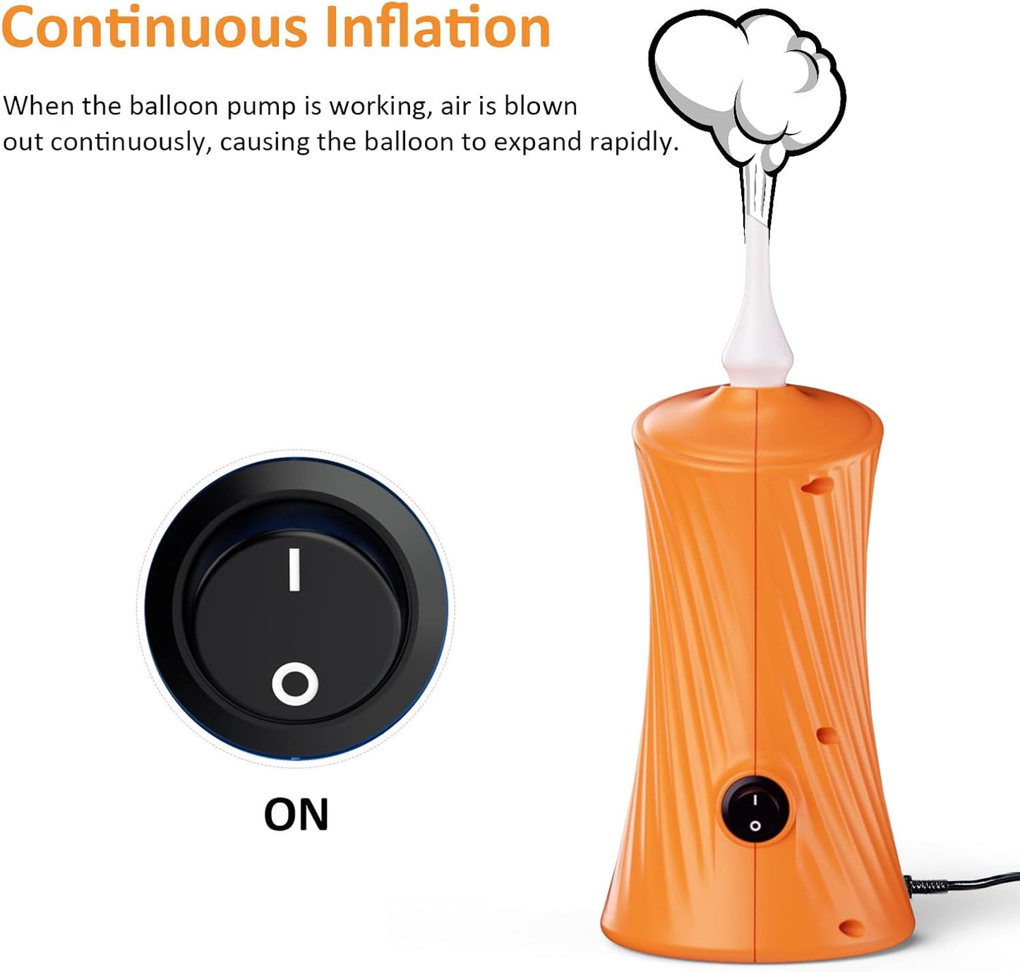Balloon Pump Electric Balloon Pump Air Balloon Pump Balloon Blower Machine Portable Long Animal Blower Machine Blue/Orange/Pink/Purple Electric Balloon Pump Inflator for Party/Wedding/Birthday Decor