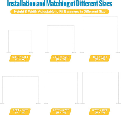 Fomcet 10FT x 10FT Backdrop Stand Heavy Duty with Base, Gold Portable Adjustable Pipe and Drape Kit, Square Metal Arch Party Frame for Wedding Birthday Parties Banquet Decorations