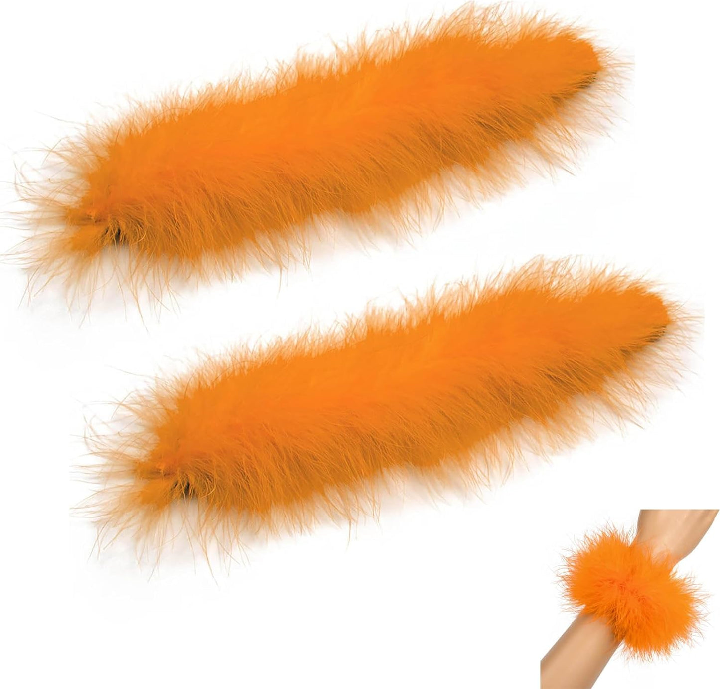 2Pcs Feather Wristbands, 9.65inch Soft Feather Wrist Slap Bracelet Cuffs, Snap Ring, Circle Slap Wrist Decoration Cuffs for Party Decoration