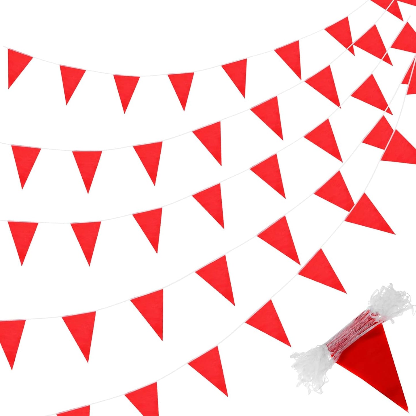 Tatuo 200 Feet Solid Pennant Banners Flags String Triangle Hanging DIY Bunting Flags Party Decorations for Grand Opening Party Banners for Kids Birthday, Shops (White)