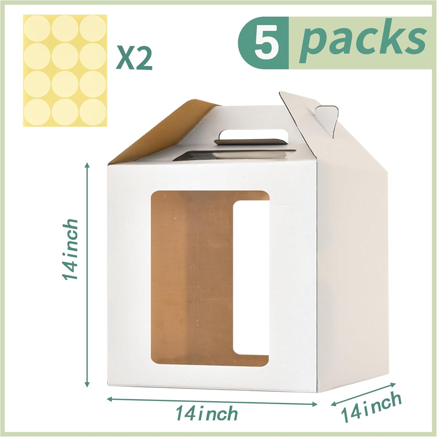 12x12x14 Inch Tall Cake Boxes with windows,10in 12in Tall Cake Carrier, Large Tiered Cake Box,Durable White Bakery Box, Layer Cake Box, large cake box(2pack)