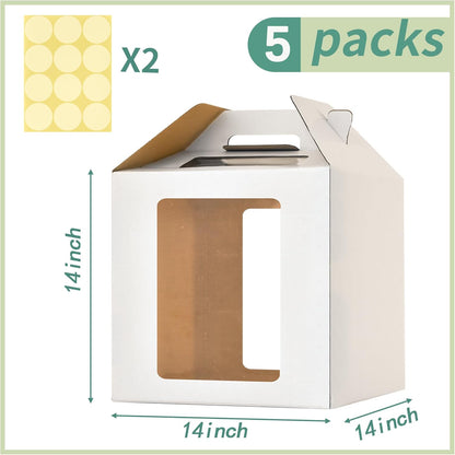 12x12x14 Inch Tall Cake Boxes with windows,10in 12in Tall Cake Carrier, Large Tiered Cake Box,Durable White Bakery Box, Layer Cake Box, large cake box(2pack)