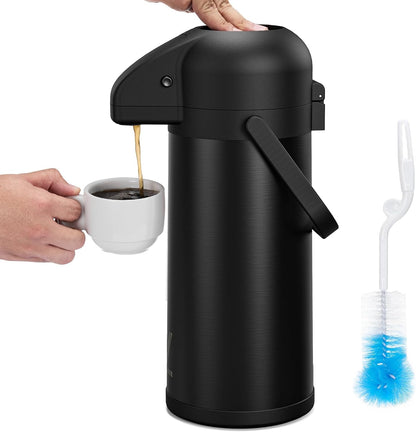 Coffee Carafe for Keeping Hot - 102oz/3L Airpot Coffee Dispenser with Pump - Insulated Stainless Steel Hot Beverage Dispenser for Parties - Thermal Carafe for Hot Drinks Water Tea Chocolate