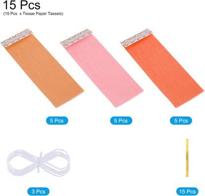 MECCANIXITY 15Pcs Light Blue Tassel Garland Banner with Rope Tissue Paper Tassels Party DIY Kits for Anniversary Wedding Birthday Party