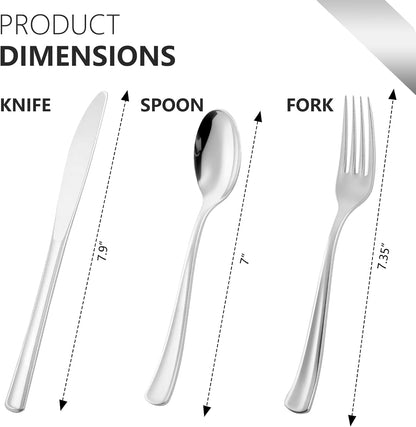 144 Pack Gold Premium Heavy Duty Plastic Silverware, 48 Forks, 48 Spoons, 48 Knives, For Catering, Parties, Dinners and Weddings, BPA-Free, Disposable Plastic Cutlery Set Utensils Set