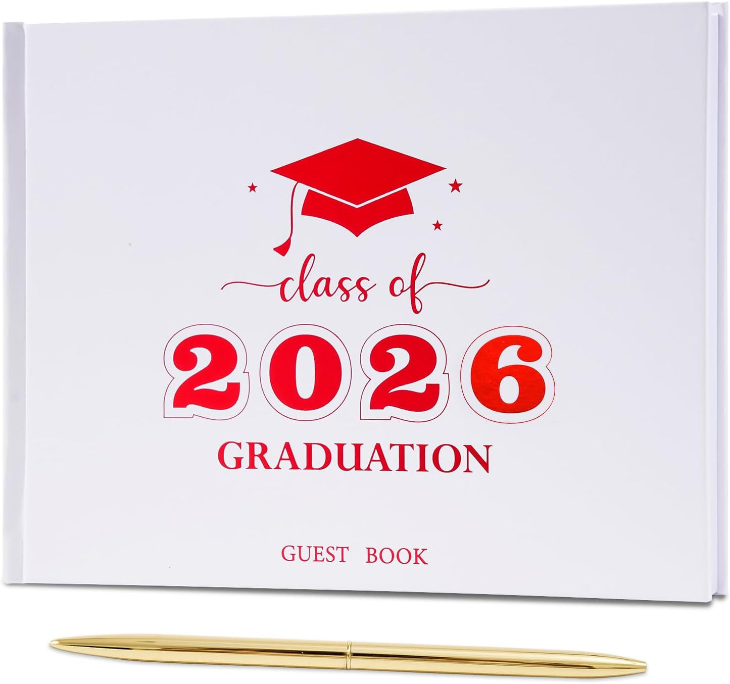Graduation Guest Book, Class of 2026 Graduation Guest Book with Pen, Hardcover Guest Sign in Book, Memory Scrapbook, Graduation Decorations, Grad Party Supplies for High School，College (Blue)