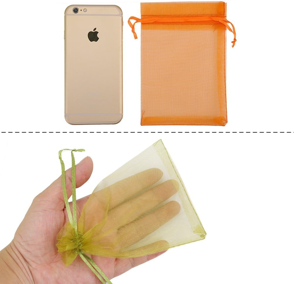 HRX Package 100pcs White Organza Bags, 4x6 inch Mesh Bags Drawstring Gift Bags Jewelry Pouches for Candy Wedding Favors Christmas