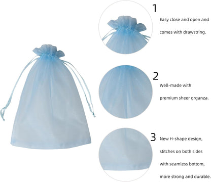 Wudygirl 100pcs 5X7 Inches White Organza Bags Christmas Drawstring Pouches Party Wedding Favor Bags Goodie bags(White 5x7)