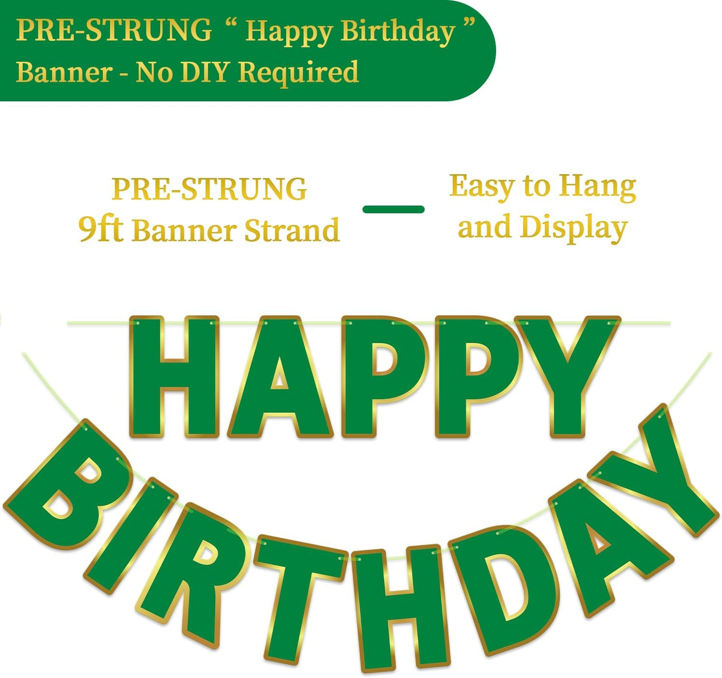 Happy Birthday Banner - 9ft Pre-Strung Happy Birthday Sign for Women, Men, Girls, Boys - No DIY Birthday Decorations & Party Supplies(Macaron)