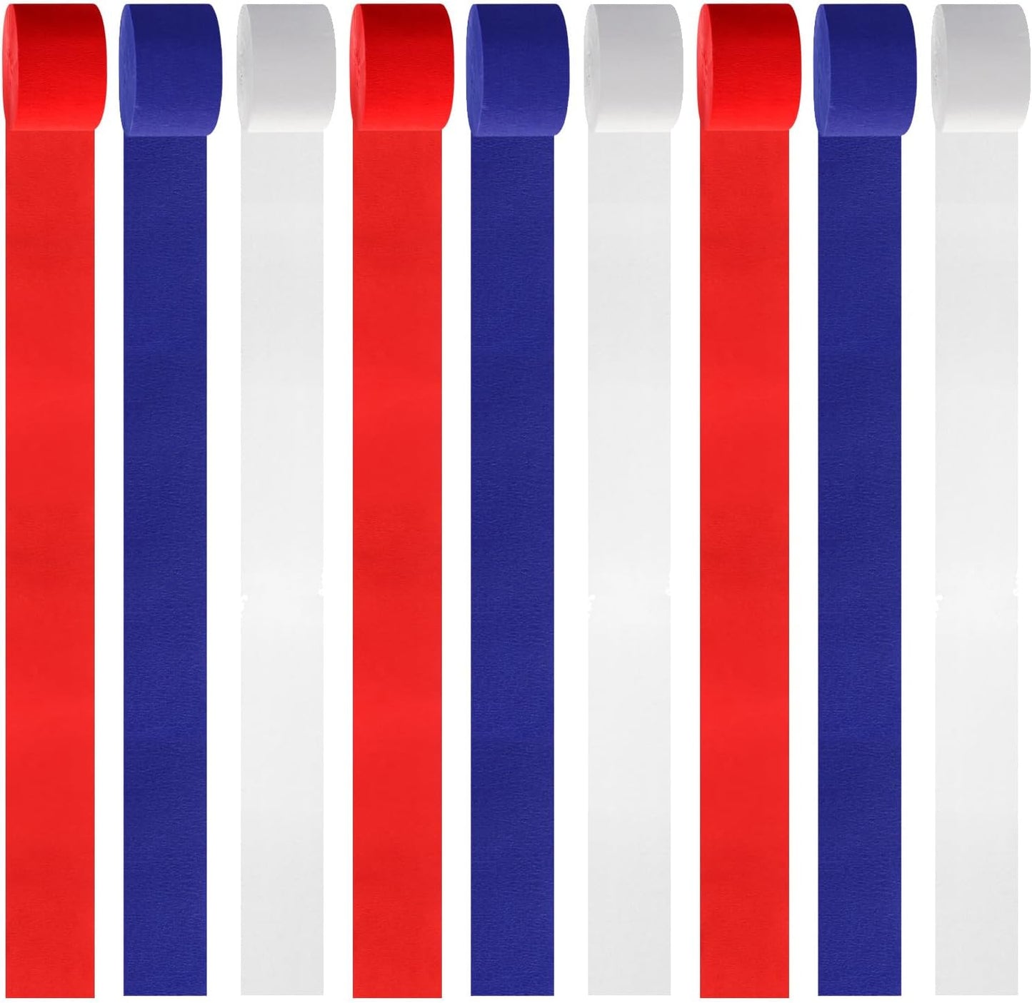 Navy-Blue White- Silver Crepe Paper Streamers - 9 Rolls Royal Blue Graduation 2025 Men Boy Birthday Party Decorations Streamer Wedding Bridal Shower Paper Garland Fathers Day Decor Panduola