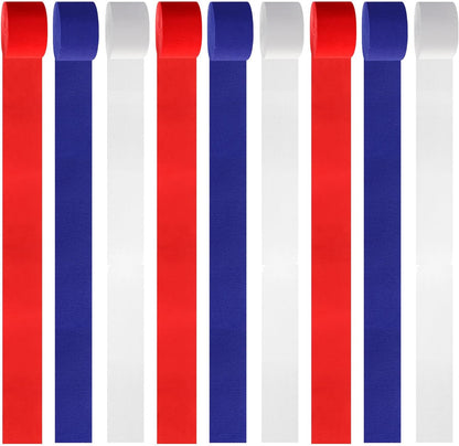 Navy-Blue White- Silver Crepe Paper Streamers - 9 Rolls Royal Blue Graduation 2025 Men Boy Birthday Party Decorations Streamer Wedding Bridal Shower Paper Garland Fathers Day Decor Panduola