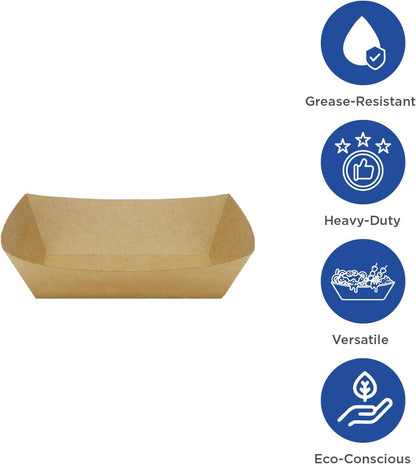 Karat Paper Food Trays Disposable [2 LB - 1,000 ct] Sturdy Food Boats, Leak Resistant | Ideal for Snacks, Nachos and Finger Foods