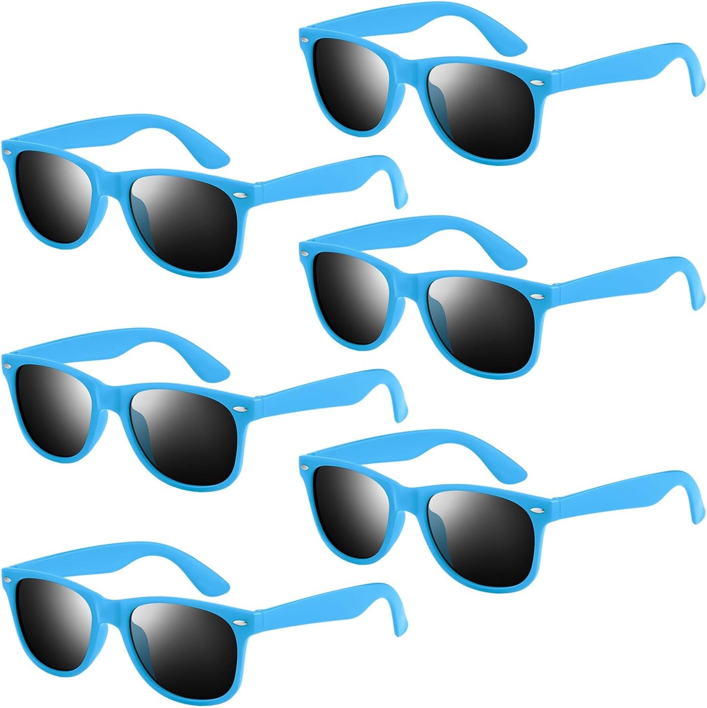 NEBURORA 6 Pack Black Sunglasses Bulk Retro Black Shades Party Sunglasses for Adult Men Women Summer Beach Party Accessories