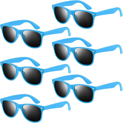 NEBURORA 6 Pack Black Sunglasses Bulk Retro Black Shades Party Sunglasses for Adult Men Women Summer Beach Party Accessories