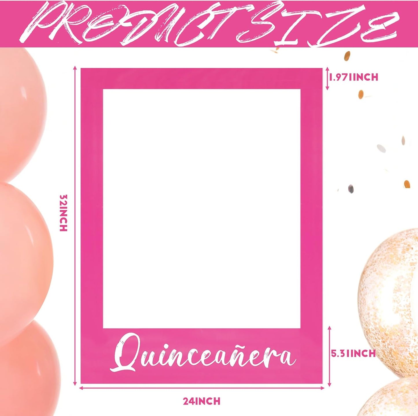 BreezeHug 32 x 24'' Spanish Quinceanera Photo Booth Prop Picture Frame Large 15th Birthday Photo Booth Prop Quinceanera Decoration DIY PVC Cutouts Selfie Frame for Birthday para 15 Años Quinceañeras