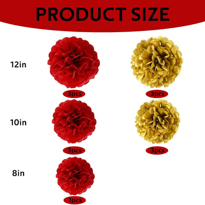 BEISHIDA Hot Pink Tissue Hanging Paper Flowers Ball Decorations Set for Mother's Day Birthday Valentine's Day Anniversary Bridal Baby Shower Wedding Backdrops Home Outdoor Party Supplies(13 Packs)