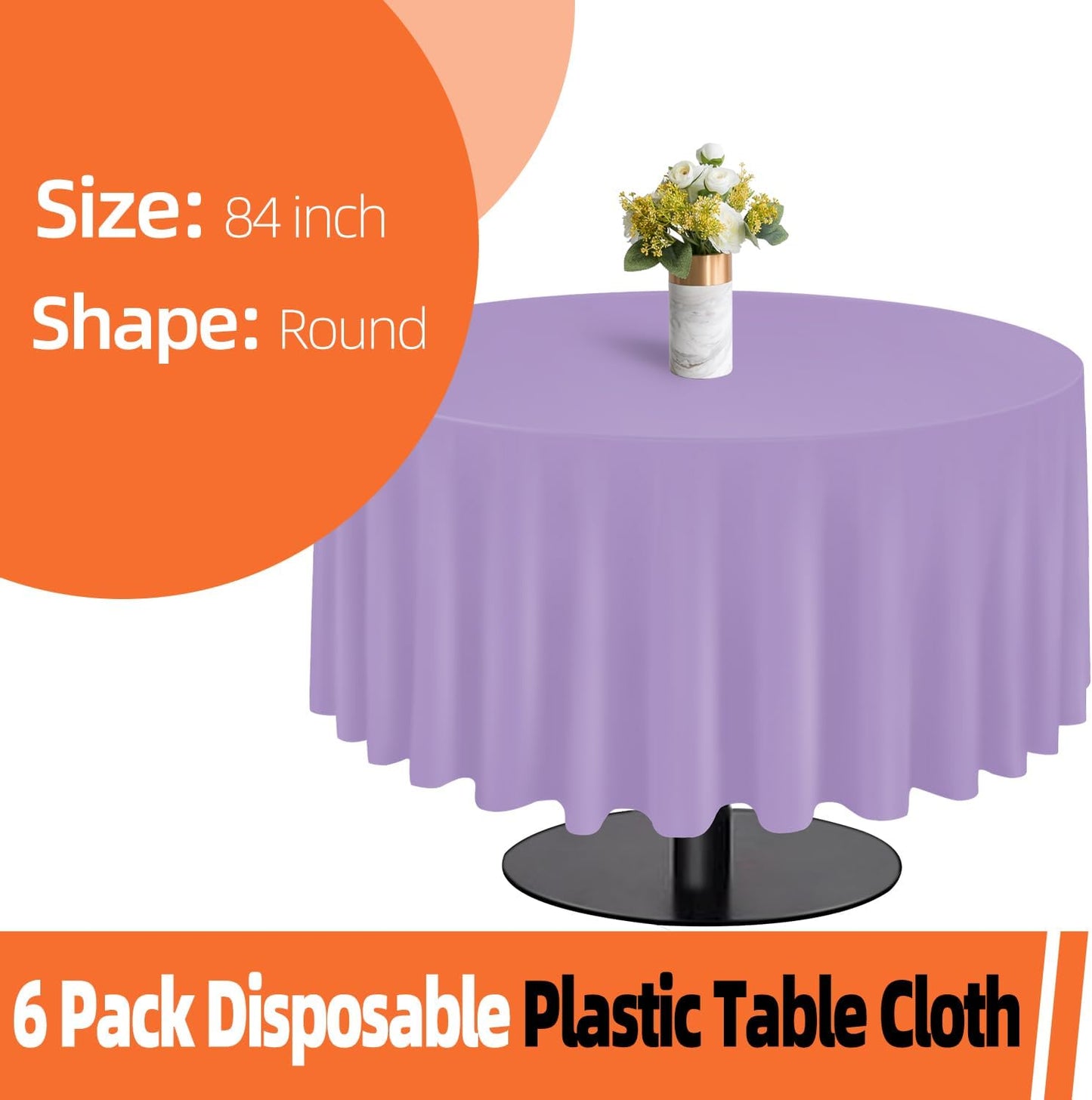 tujol Royal Blue 6 Pack Plastic Table Cloth 54" x 108", Disposable Tablecloths Rectangle Table Cover, Plastic Tablecloths for Parties