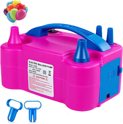 Electric Balloon Pump, Portable Electric Balloon Blower Machine Balloon Air Pump, Dual Nozzle 110V 600W Balloon Inflator for Party Decoration Christmas Birthday-Rose