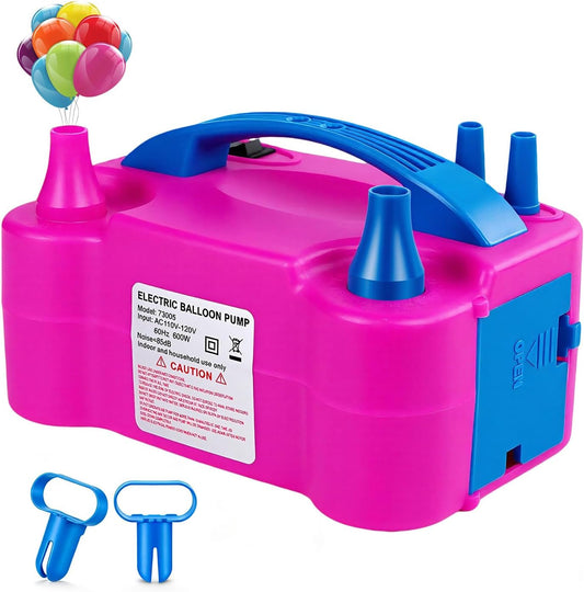 Electric Balloon Pump, Portable Electric Balloon Blower Machine Balloon Air Pump, Dual Nozzle 110V 600W Balloon Inflator for Party Decoration Christmas Birthday-Rose