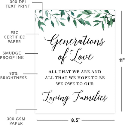 Andaz Press Wedding Party Signs, Natural Greenery Green Leaves, 8.5x11-inch, Bridal Shower Scavenger Hunt, 1-Pack - Colors D