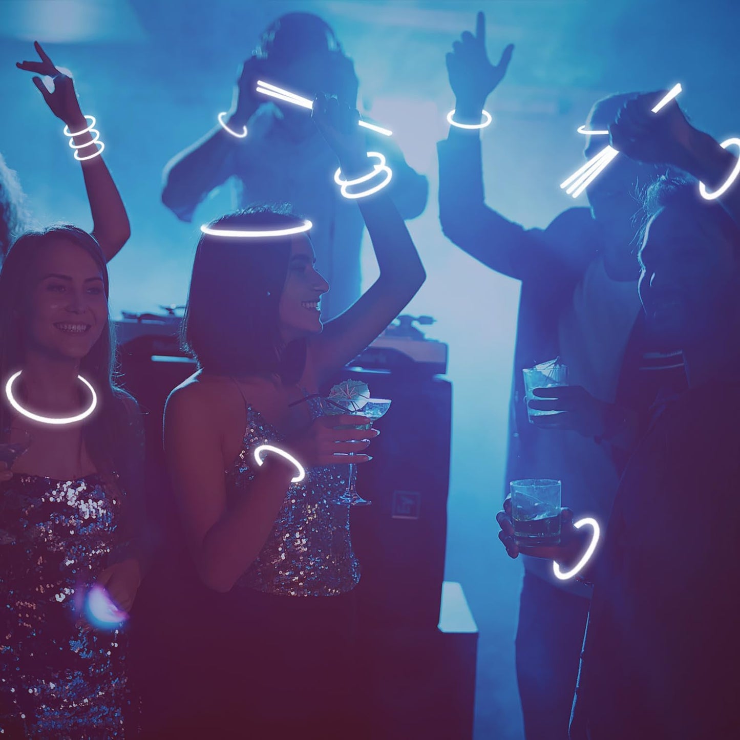 300 PCS Glow Sticks Bulk Glow Bracelet and Necklaces with 150PCS Connectors 8" Glowsticks Light Up Neon Party Favors for July 4th Halloween Wedding Birthday Hawii Carnival(RedBlueWhite)