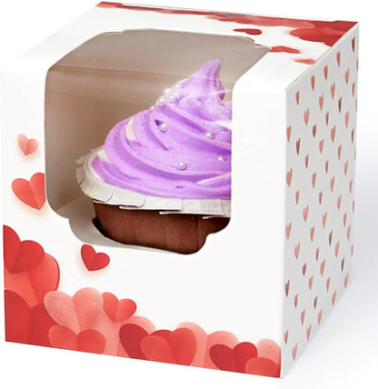100 Pcs Kraft Brown Cupcake Boxes Individual Bulk Paper Cupcake Containers Single with Insert and Window, Pop up Cookie Boxes and Cocoa Bombs Boxes Packaging for Bakery Gift Giving