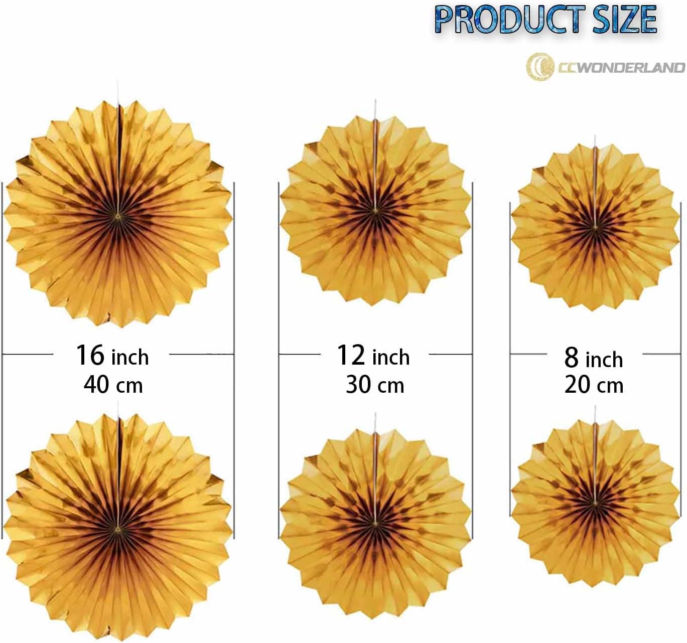 Navy Blue and Yellow Round Party Hanging Paper Fans Decorations Set, Pack of 6